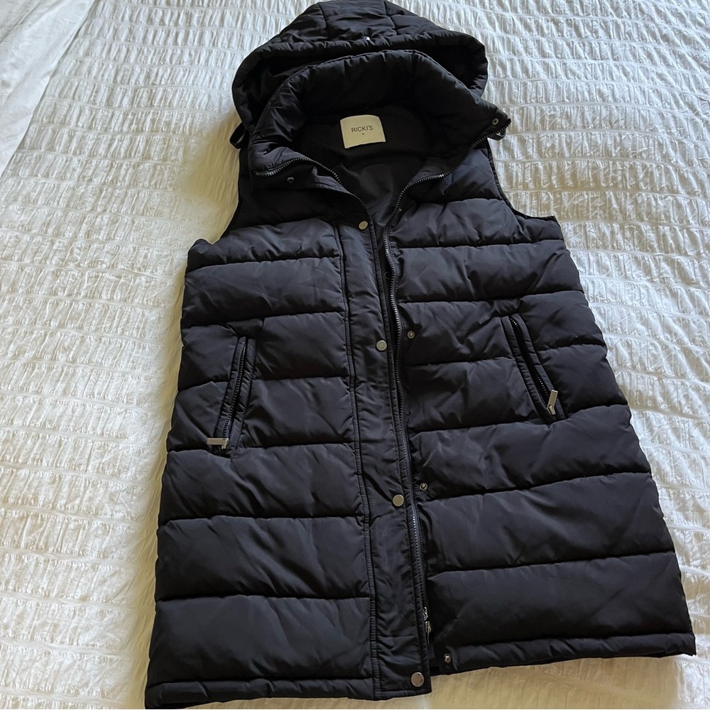 Black Midi Women's Puffer Vest